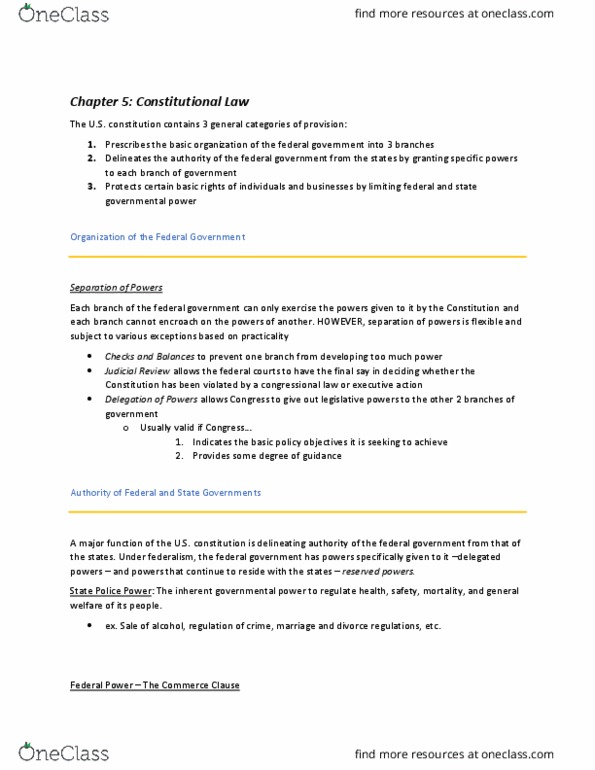 LEB 323 Chapter Notes - Chapter 5: Commerce Clause thumbnail