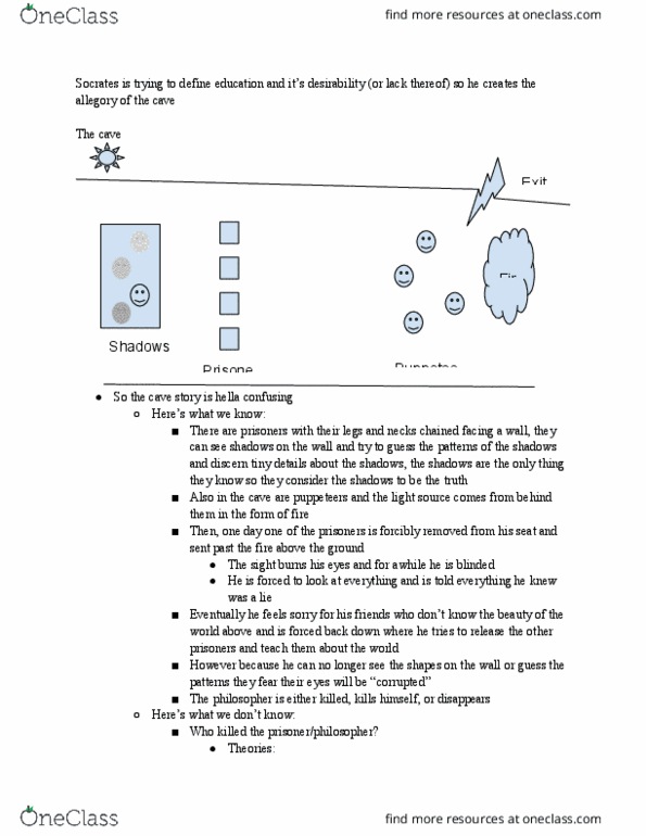 PHIL1070 Lecture Notes - Lecture 6: Glaucon, Cave Story thumbnail