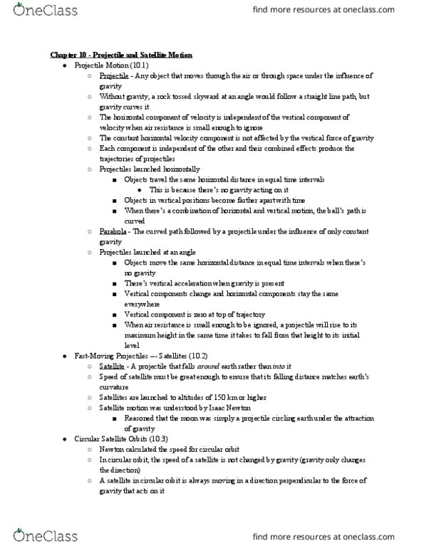 PHYS 121 Chapter Notes - Chapter 10: Escape Velocity, Ellipse, Orbital Period thumbnail