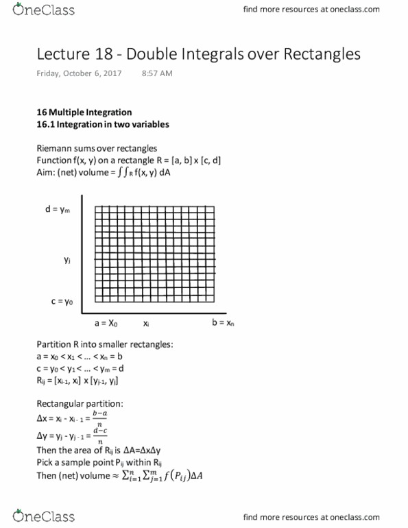 MATH 1920 Lecture Notes - Lecture 18: Riemann Sum, Multiple Integral, Joule thumbnail