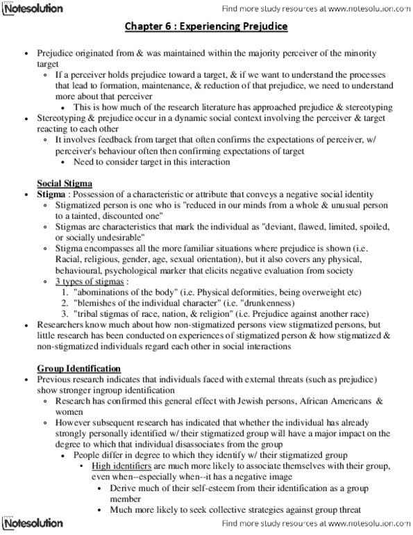 PSY100H1 Chapter Notes - Chapter 6: Cognitive Distortion, Pre-Medical, Acting White thumbnail