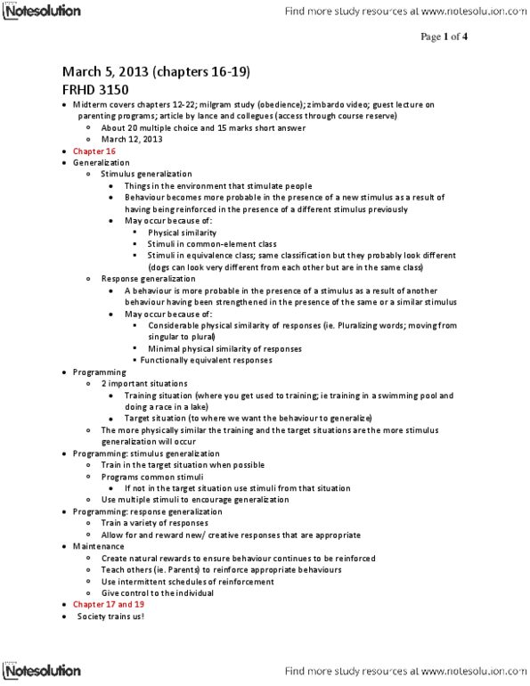 FRHD 3150 Lecture Notes - Equivalence Class, Observational Learning, Operant Conditioning thumbnail