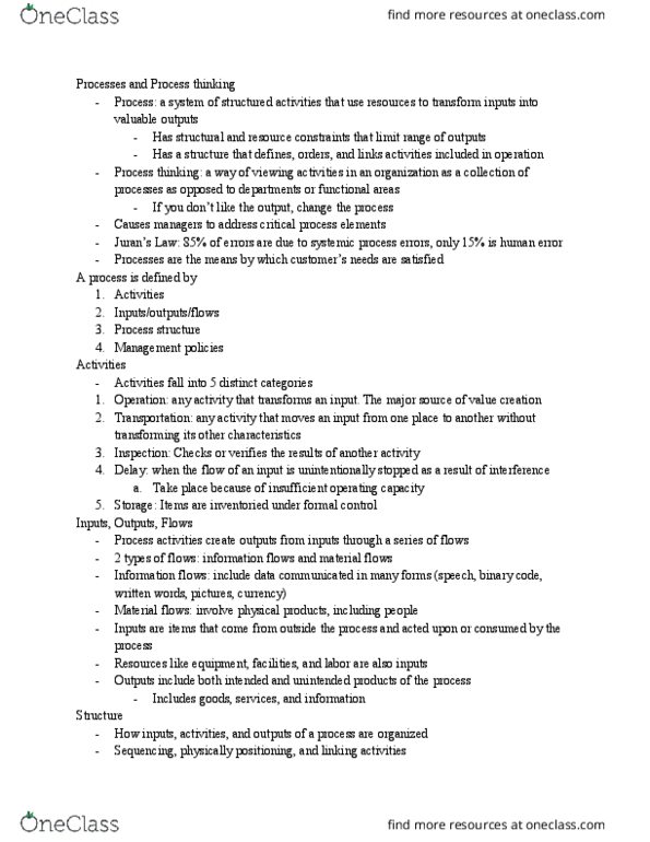 SCHM 2301 Chapter Notes - Chapter 3: Kaizen, Maximum Capacity, Learning Curve thumbnail