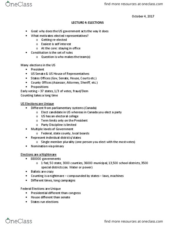 Political Science 2244E Lecture Notes - Lecture 4: Gerrymandering, Get Out The Vote thumbnail