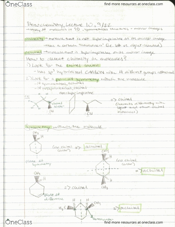 CH 320M Lecture 10: Sep 22 - Stereochemistry, Chirality vs Achirality, Stereocenters, and Atropisomers thumbnail