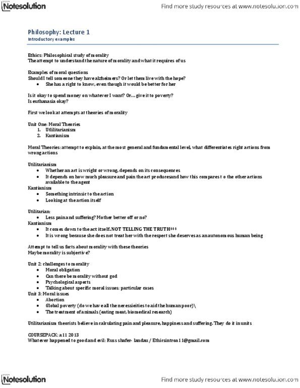 PHLA11H3 Lecture Notes - General Idea, Homeless Shelter, Consequentialism thumbnail