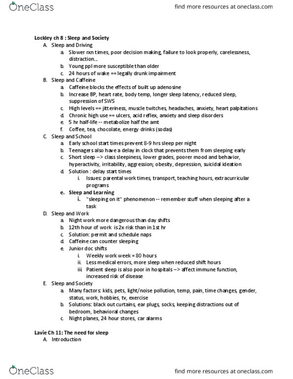 PSYC 385 Chapter Notes - Chapter 7: Sleep Deprivation, Sleep Onset Latency, Suicidal Ideation thumbnail