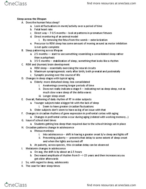 PSYC 385 Lecture Notes - Lecture 6: Rhesus Macaque, Circadian Rhythm, Melatonin thumbnail