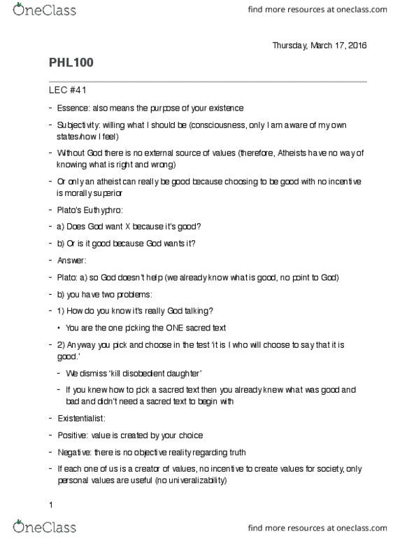 PHL100Y1 Lecture Notes - Lecture 41: The Emotions thumbnail