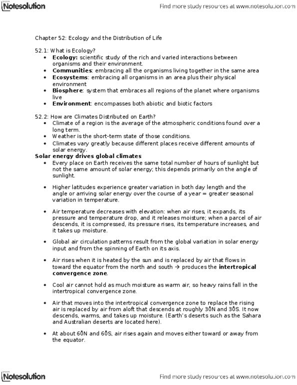 BIOM 3040 Chapter Notes - Chapter 52: Cool Air, Continental Drift, Rain Shadow thumbnail