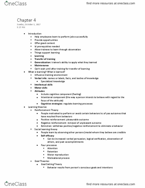 HRD 3340 Chapter Notes - Chapter 4: Learning Cycle, Spaced, Concept Map thumbnail