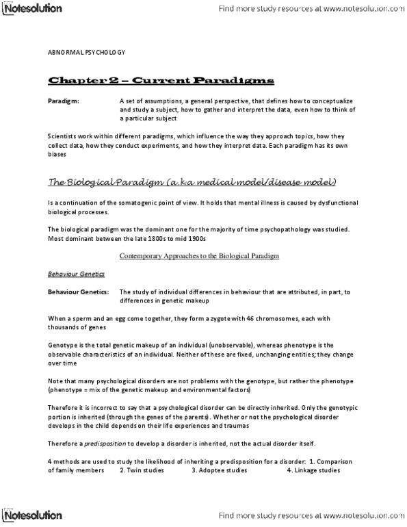 PSYCH 3GG3 Chapter Notes - Chapter 2: Classical Conditioning, Chromosome, Existential Therapy thumbnail
