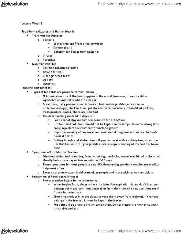 CIVTECH 3CS3 Lecture Notes - Lecture 8: Cholesterol, Diabetes Mellitus Type 2, Dysphagia thumbnail