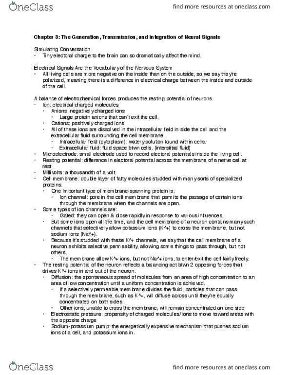 PSY 351 Chapter Notes - Chapter 3: Axon Hillock, Ion Channel, Cell Membrane thumbnail