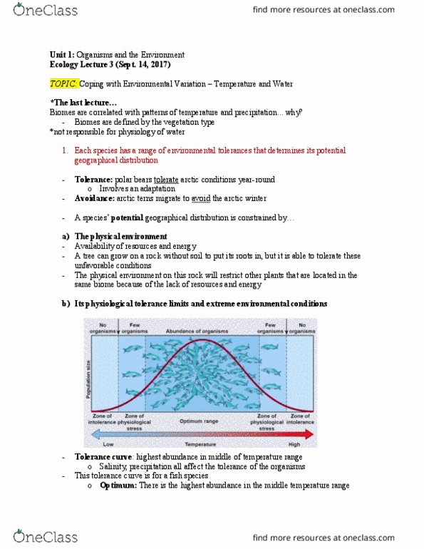 Biology 2483A Lecture Notes - Lecture 3: Stoma, Water Conservation, Acclimatization thumbnail