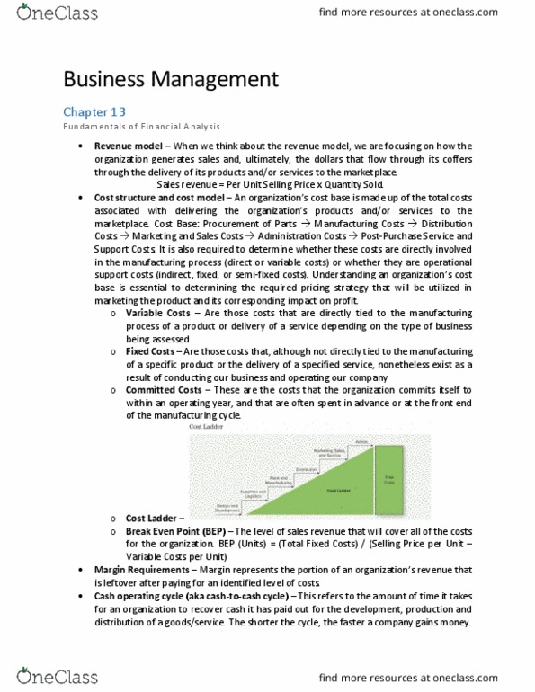 COMM 103 Chapter Notes - Chapter 13: Fixed Cost, Profit Margin, Break Even thumbnail