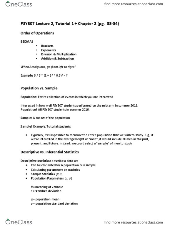 PSYB07H3 Lecture Notes - Lecture 2: Histogram, Frequency Distribution, Bar Chart thumbnail