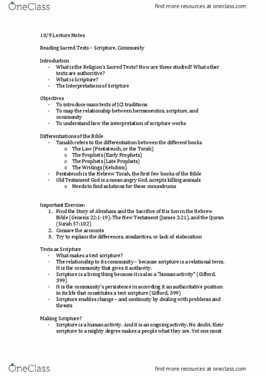 SCTR 19 Lecture Notes - Lecture 7: Funeral Director, Midrash, Tabula Rasa thumbnail