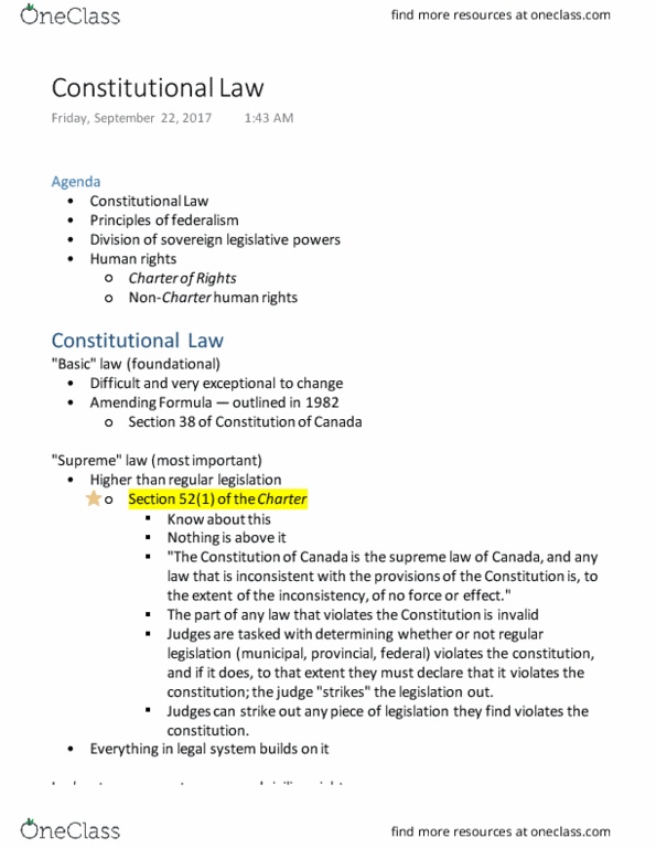 BSEN 395 Lecture Notes - Lecture 3: Ultra Vires, Constitution Act, 1982, Canada Health Act thumbnail