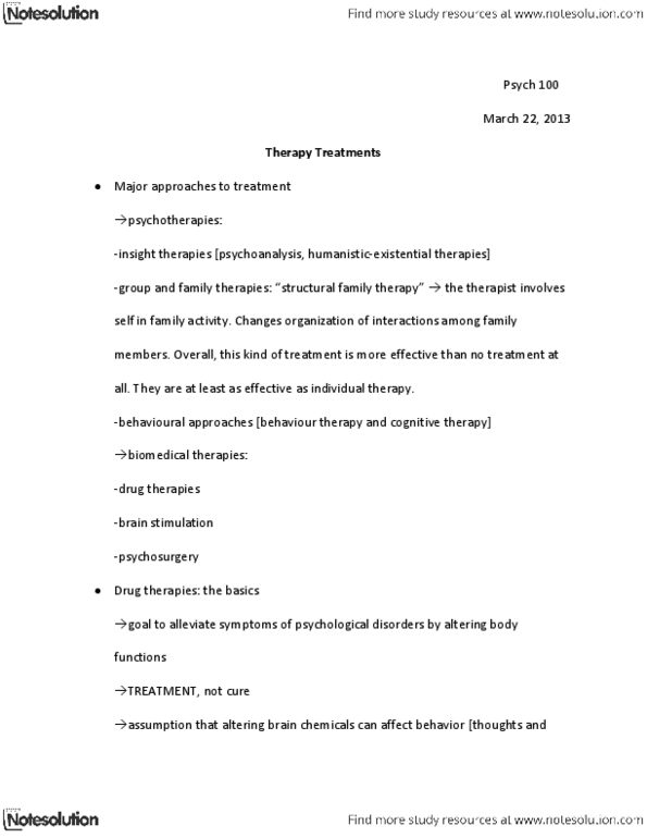 PSYC 1115 Lecture Notes - Structural Family Therapy, Cognitive Behavioral Therapy, Cognitive Therapy thumbnail