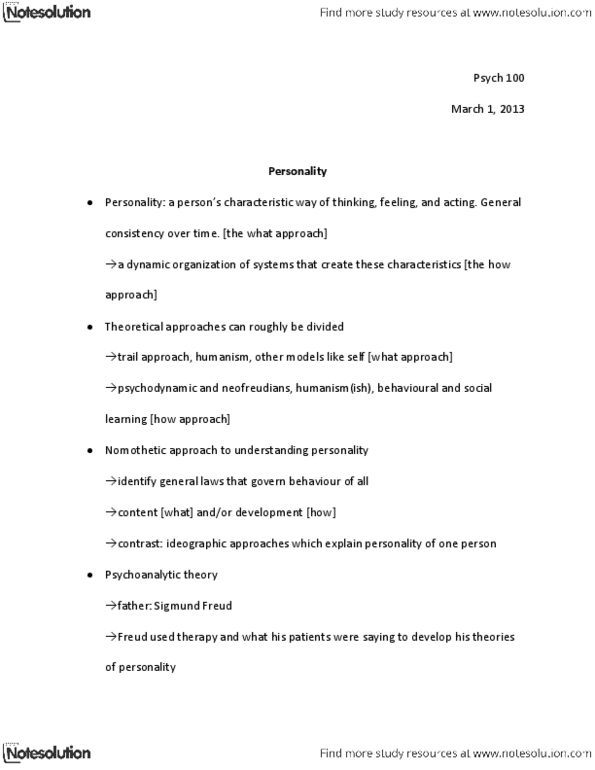 PSYC 1115 Lecture Notes - Freudian Slip, Nomothetic, Iceberg thumbnail