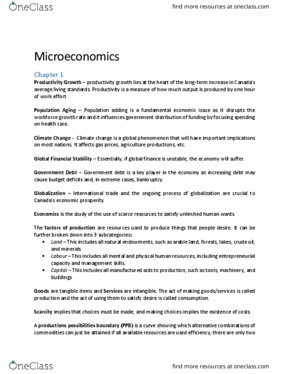 ECON 111 Chapter Notes - Chapter 1: Mixed Economy, Barter, Invisible Hand thumbnail