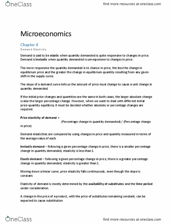 ECON 111 Chapter Notes - Chapter 4: Tax Incidence, Inferior Good, Demand Curve thumbnail