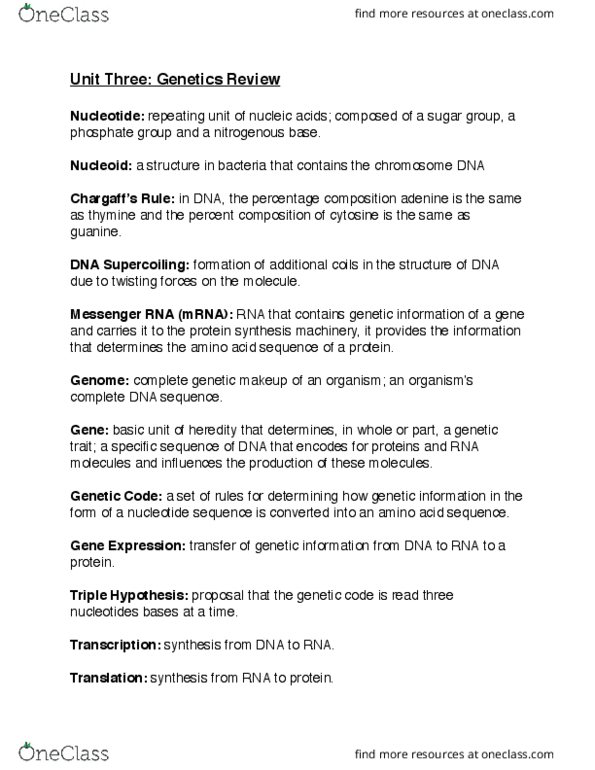 BIOL 1F90 Lecture Notes - Lecture 4: Dna Ligase, Dna Replication, Dna Supercoil thumbnail