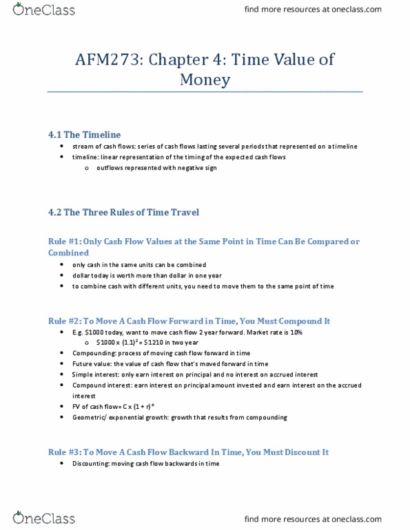 AFM273 Lecture Notes - Lecture 4: Net Present Value, Cash Flow, Accrued Interest thumbnail