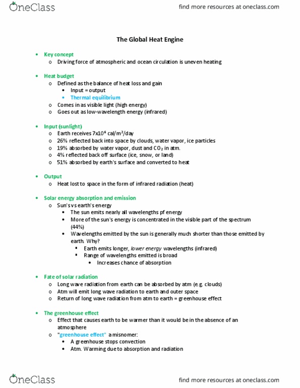 ZOL 303 Lecture Notes - Lecture 9: Subtropics, Pycnocline, Evaporation thumbnail