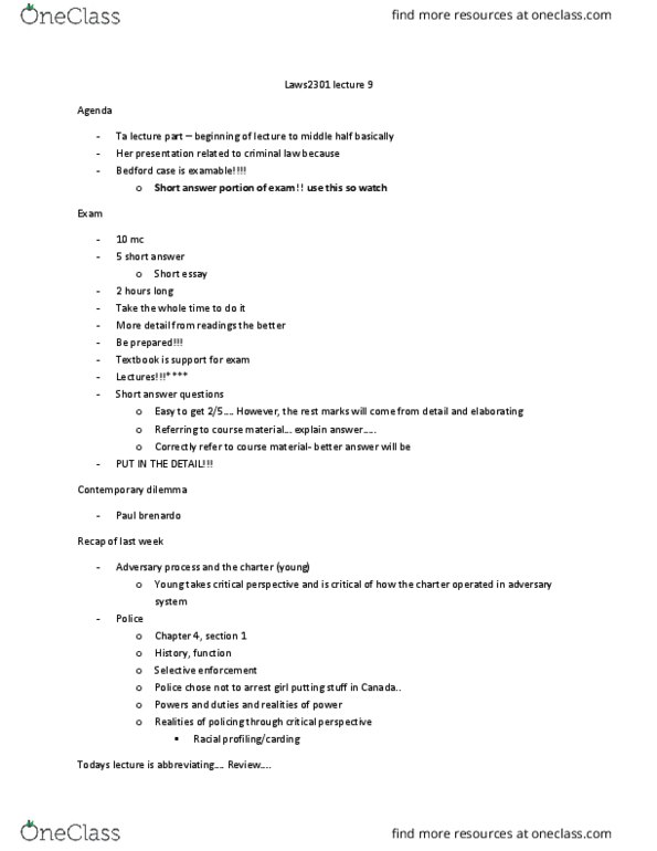 LCL 1502 Lecture Notes - Lecture 9: Hybrid Offence, Tribunal, Mental Disorder thumbnail