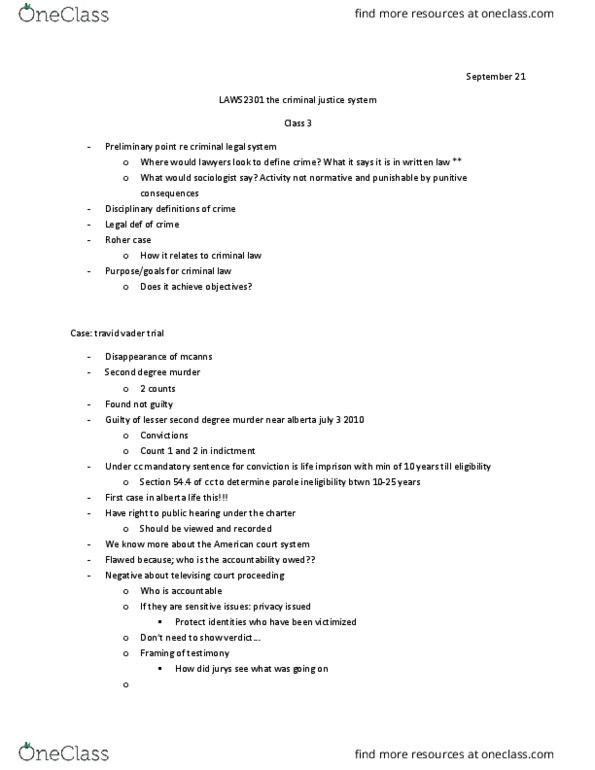 LCL 1502 Lecture Notes - Lecture 3: Homicide, Hybrid Offence, Crime Comics thumbnail