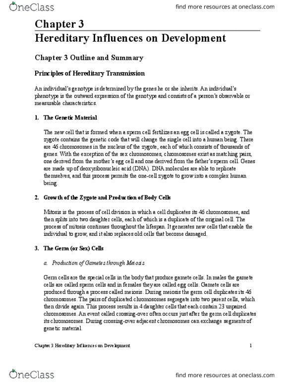 PSYC 2110 Chapter Notes - Chapter 3: Total Variation, Prenatal Development, Behavioural Genetics thumbnail