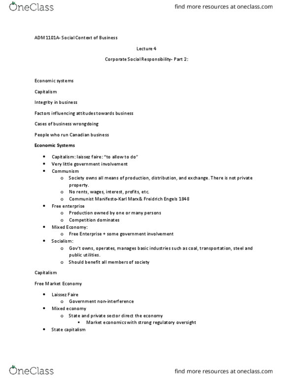 ADM 1101 Lecture Notes - Lecture 4: Crisis Management, Chief Operating Officer, Financial Statement thumbnail