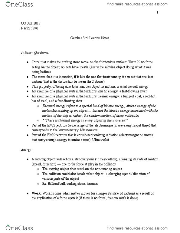 NATS 1840 Lecture Notes - Lecture 8: Kilowatt Hour, Joule, Time 100 thumbnail