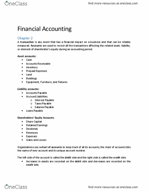 COMM 111 Chapter Notes - Chapter 2: Trial Balance, Deposit Account, Overdraft thumbnail