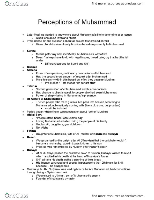 NEJS 195a Lecture Notes - Lecture 2: Mawlid, Wield, Salawat thumbnail