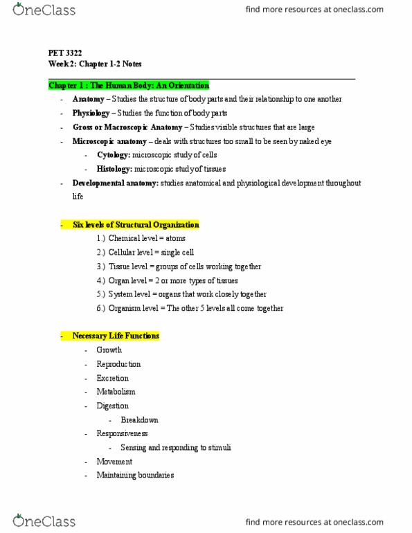 PET-3322 Lecture Notes - Lecture 1: Cell Nucleus, Histology, Digestion thumbnail