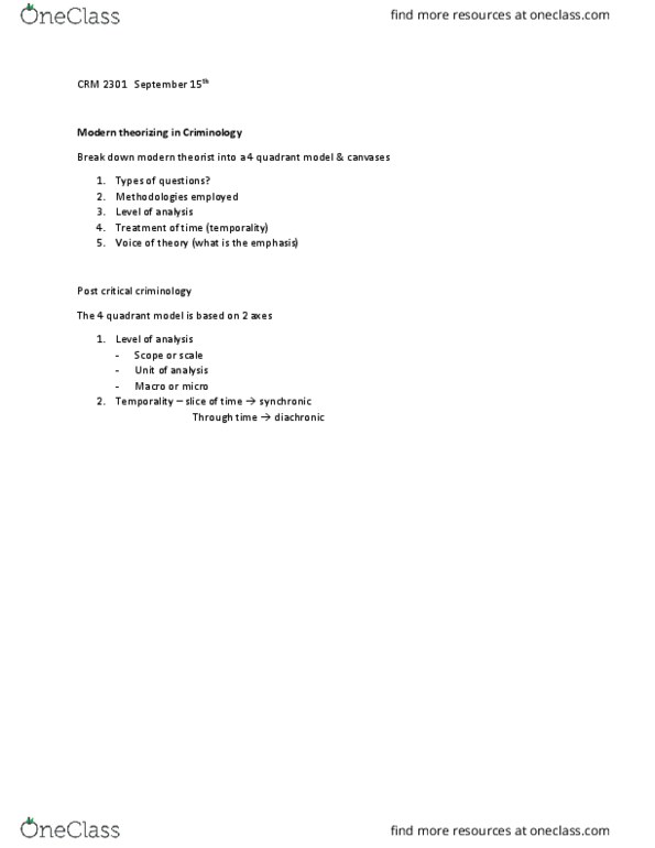 CRM 2301 Lecture Notes - Lecture 12: Critical Criminology, Synecdoche, Labeling Theory thumbnail
