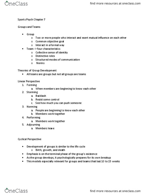 APK-4400 Lecture Notes - Lecture 6: Relate, Social Loafing, Athletic Trainer thumbnail