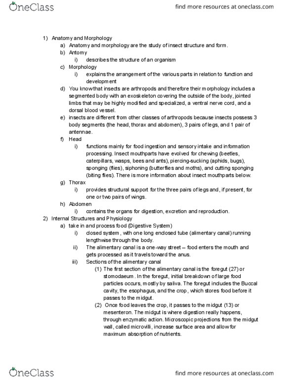 ENT 201 Lecture Notes - Lecture 4: Ovoviviparity, Stomodeum, Instar thumbnail