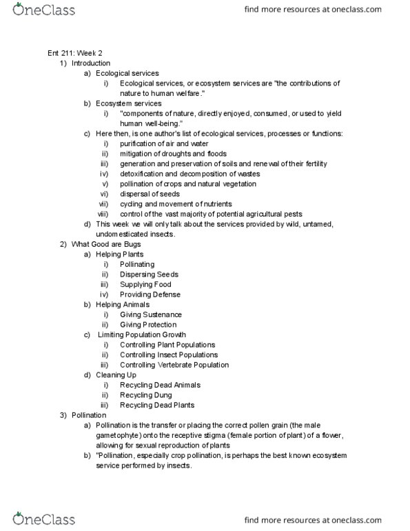 ENT 211 Lecture Notes - Lecture 2: Trichogramma, Hymenoptera, Pollination thumbnail