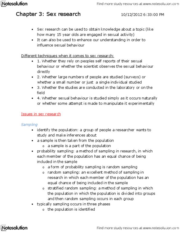 Psychology 2075 Chapter Notes - Chapter 3: Human Sexuality, Convenience Sampling, Foreplay thumbnail