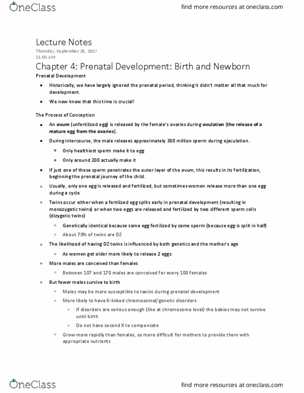 HDFS220 Lecture Notes - Lecture 7: Birth Weight, Neonatal Intensive Care Unit, Teratology thumbnail