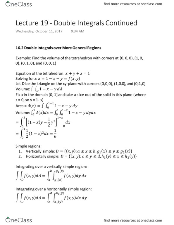 MATH 1920 Lecture Notes - Lecture 19: Elementary Function, Antiderivative thumbnail