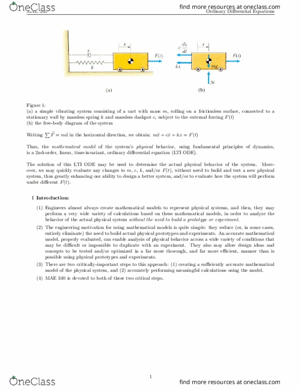 MAE 340 Lecture Notes - Lecture 1: Linear Combination, Complete Homogeneous Symmetric Polynomial, Dashpot thumbnail