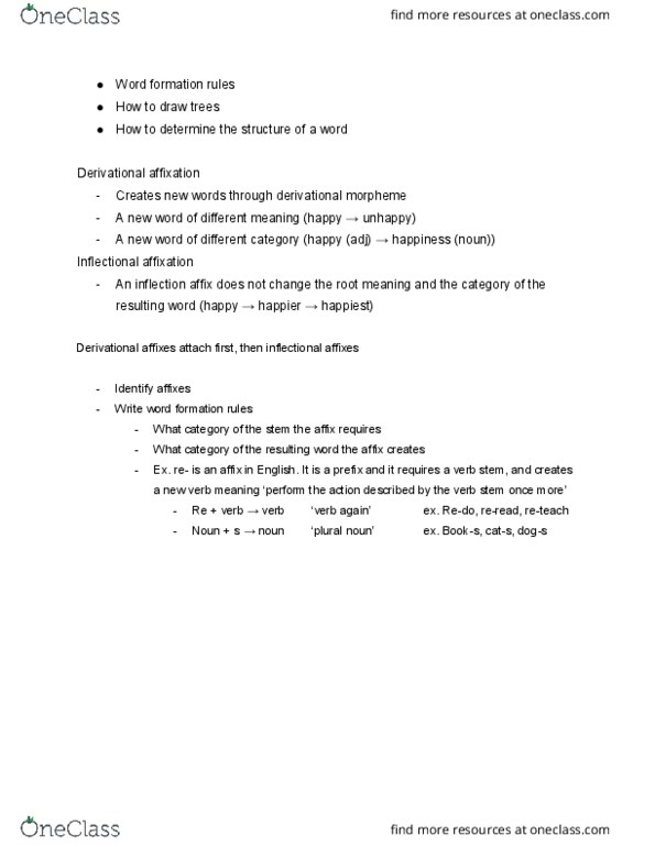 LING477 Lecture Notes - Lecture 11: Morpheme, Affix, Word Formation thumbnail