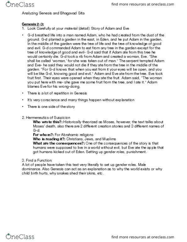 REL 110 Lecture Notes - Lecture 4: Abrahamic Religions, Hermeneutics thumbnail