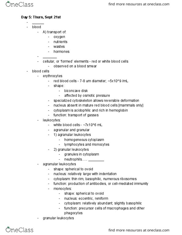 ZOO 3000 Lecture Notes - Lecture 5: Yolk Sac, Macrophage, Megakaryoblast thumbnail