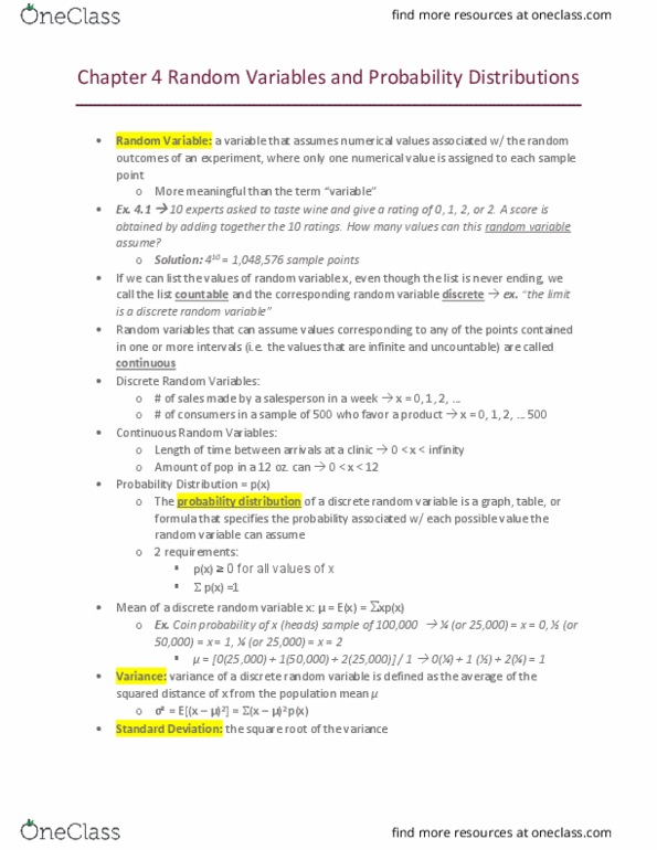 SCO 2550 Chapter Notes - Chapter 4: Binomial Distribution, Normal Distribution, Random Variable thumbnail